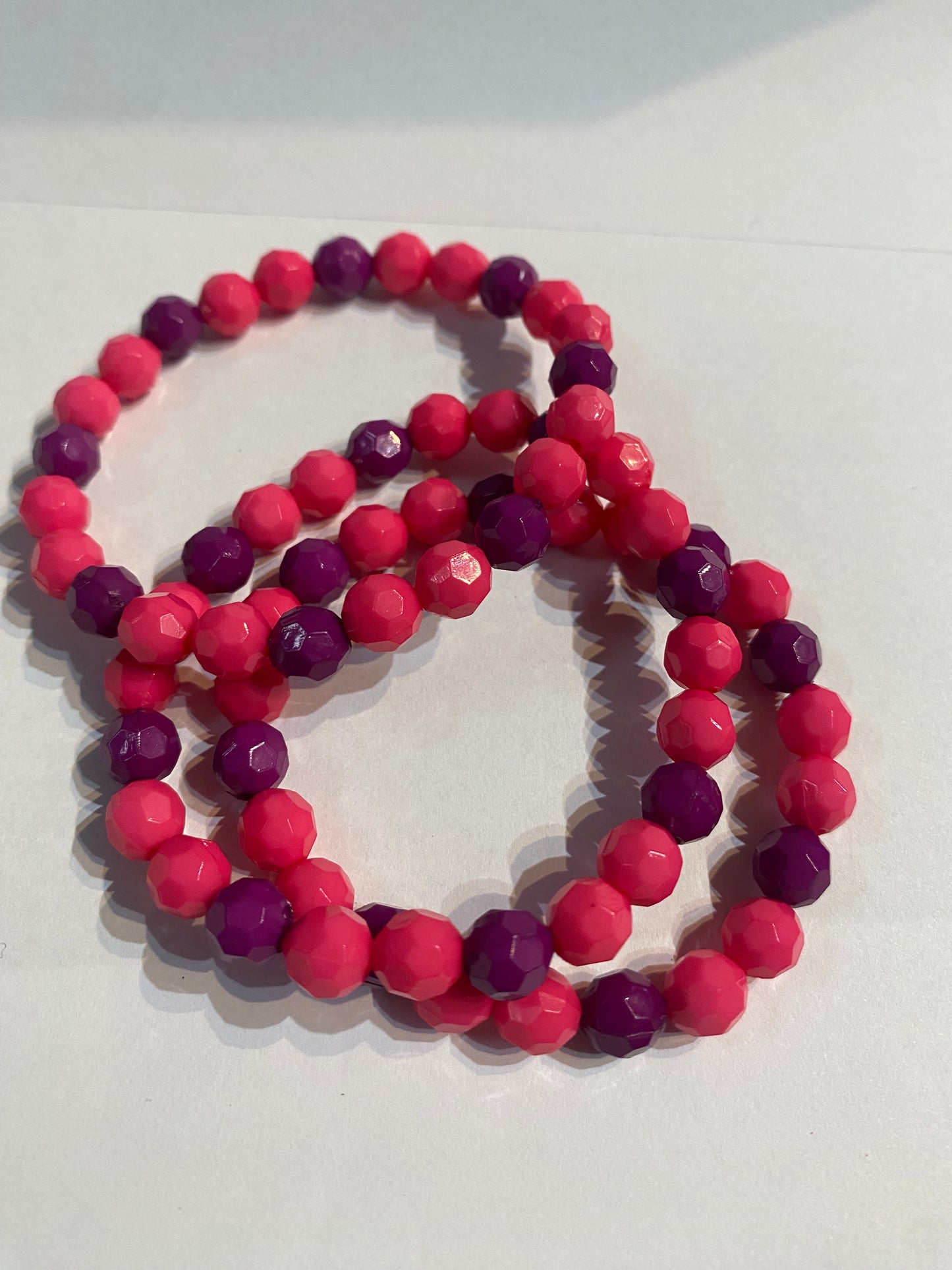Purple and Pink Bracelet | Purple and Pink Stretch Beaded Bracelet