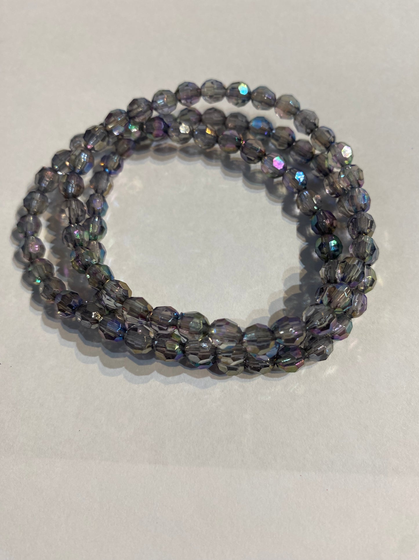 Black Shiny Bracelet | Black Beaded Stretch Bracelet
