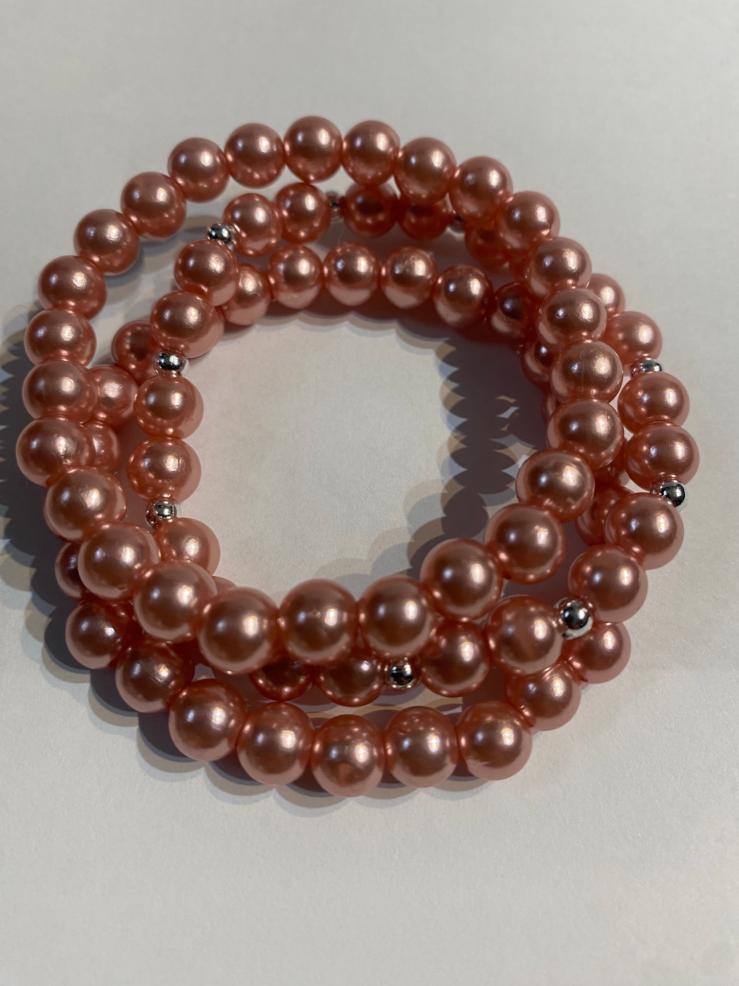 Peach Beaded Bracelet | Peach Beaded Stretch Bracelet | Bracelet