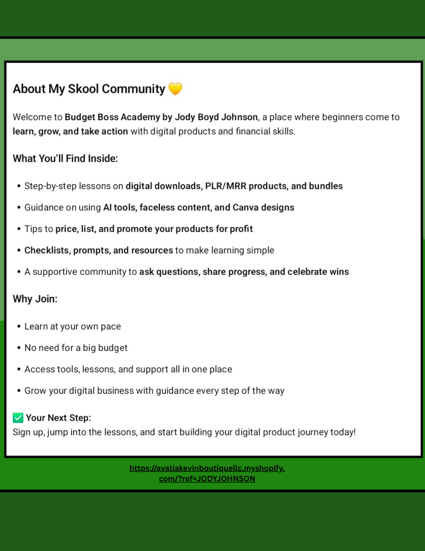 Budget Boss Academy | Skool Community | Link to Join | Use a Good Email to get your Download |