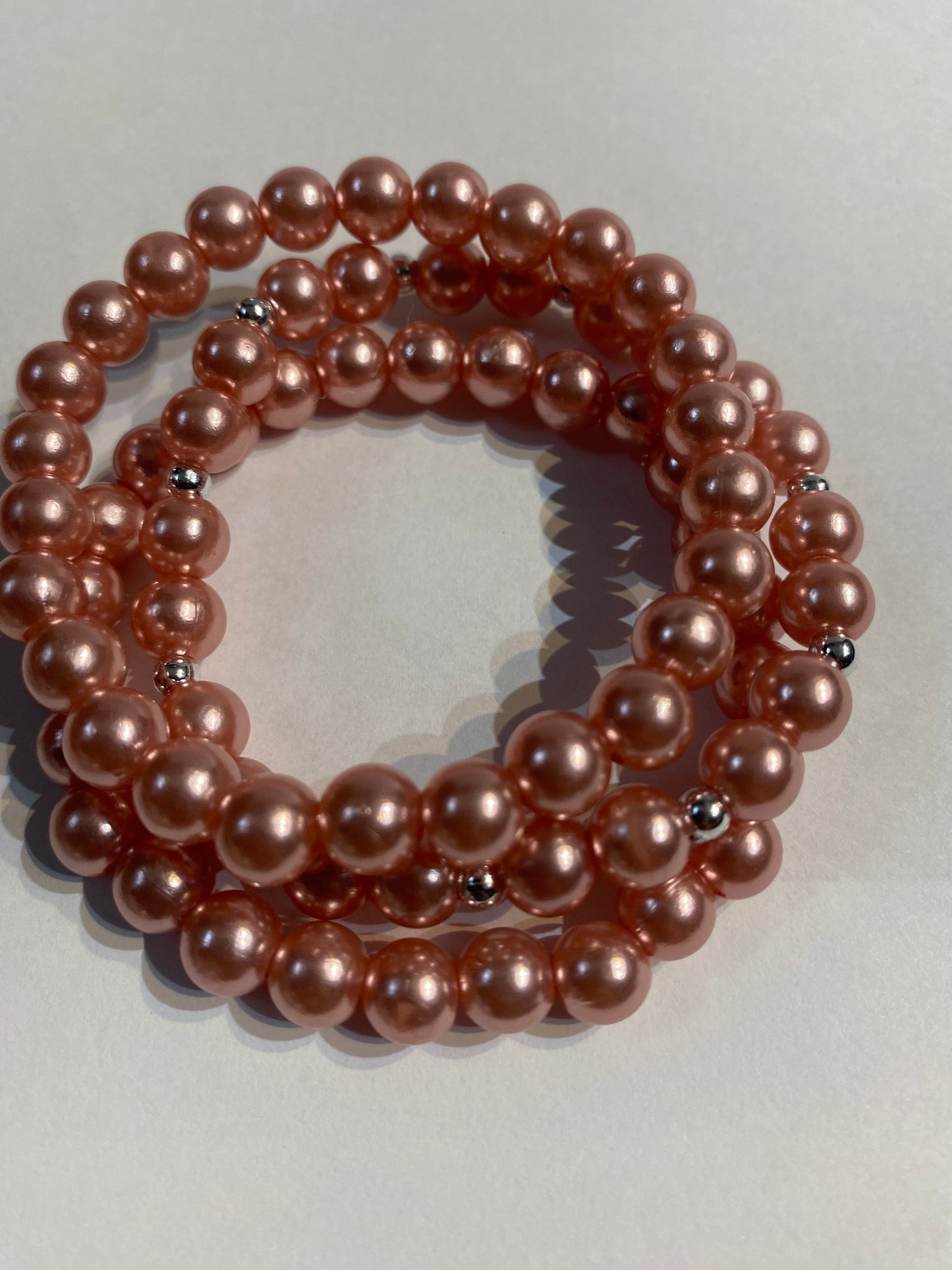 Peach Beaded Bracelet | Peach Beaded Stretch Bracelet | Bracelet