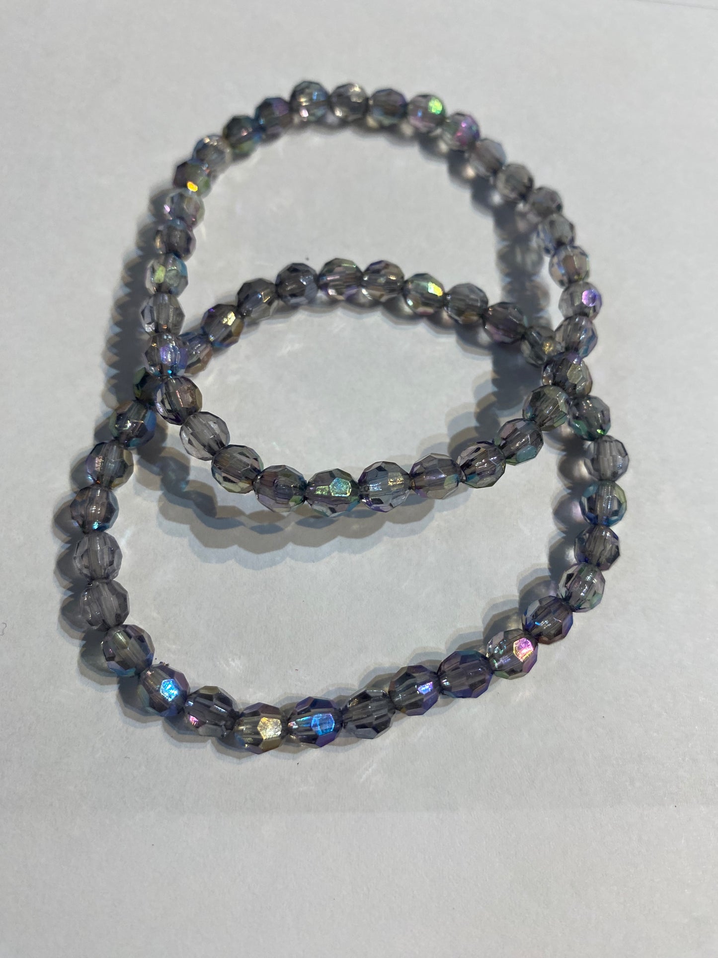 Black Shiny Bracelet | Black Beaded Stretch Bracelet