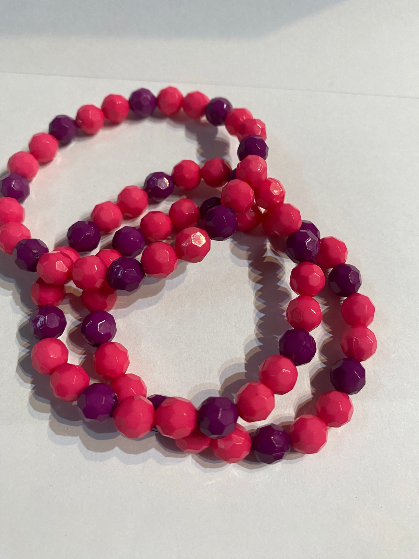Purple and Pink Bracelet | Purple and Pink Stretch Beaded Bracelet