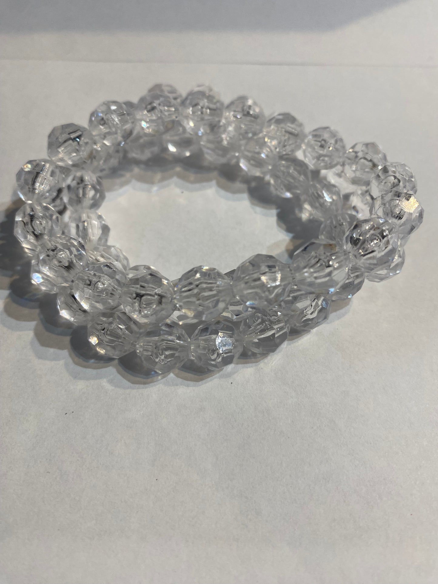 White Bracelet | Clear White Stretch Beaded | Bracelet