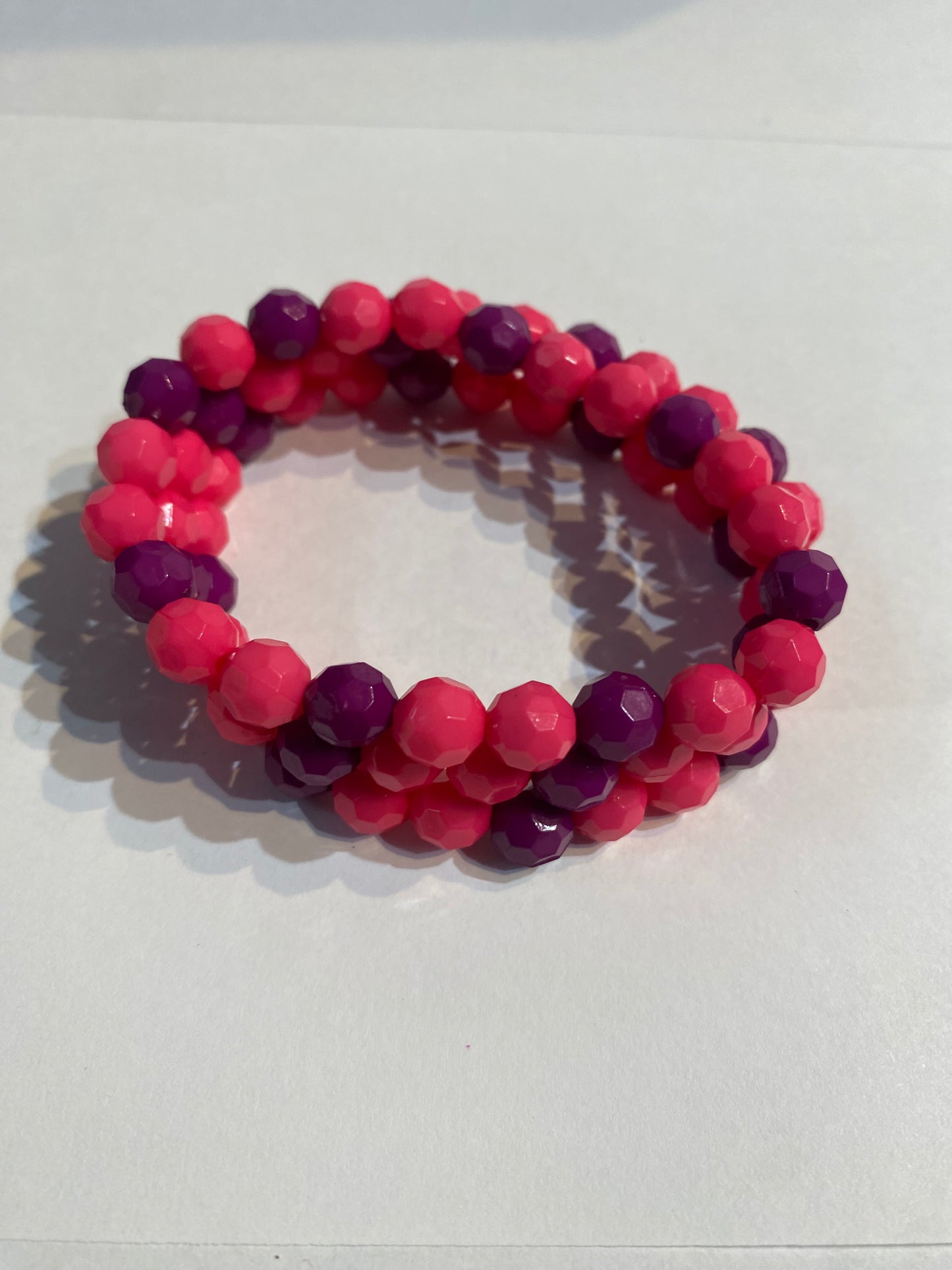 Purple and Pink Bracelet | Purple and Pink Stretch Beaded Bracelet