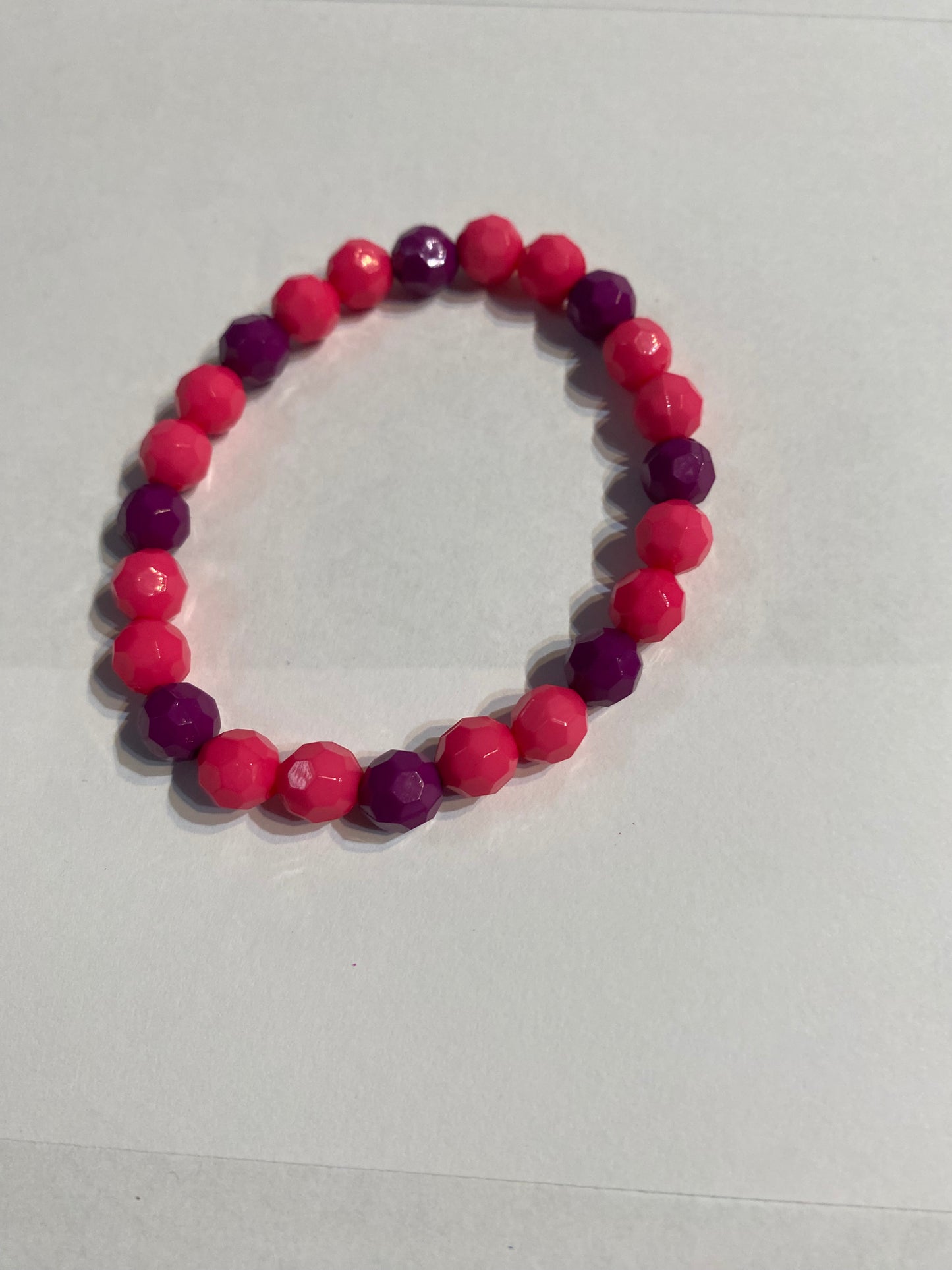 Purple and Pink Bracelet | Purple and Pink Stretch Beaded Bracelet