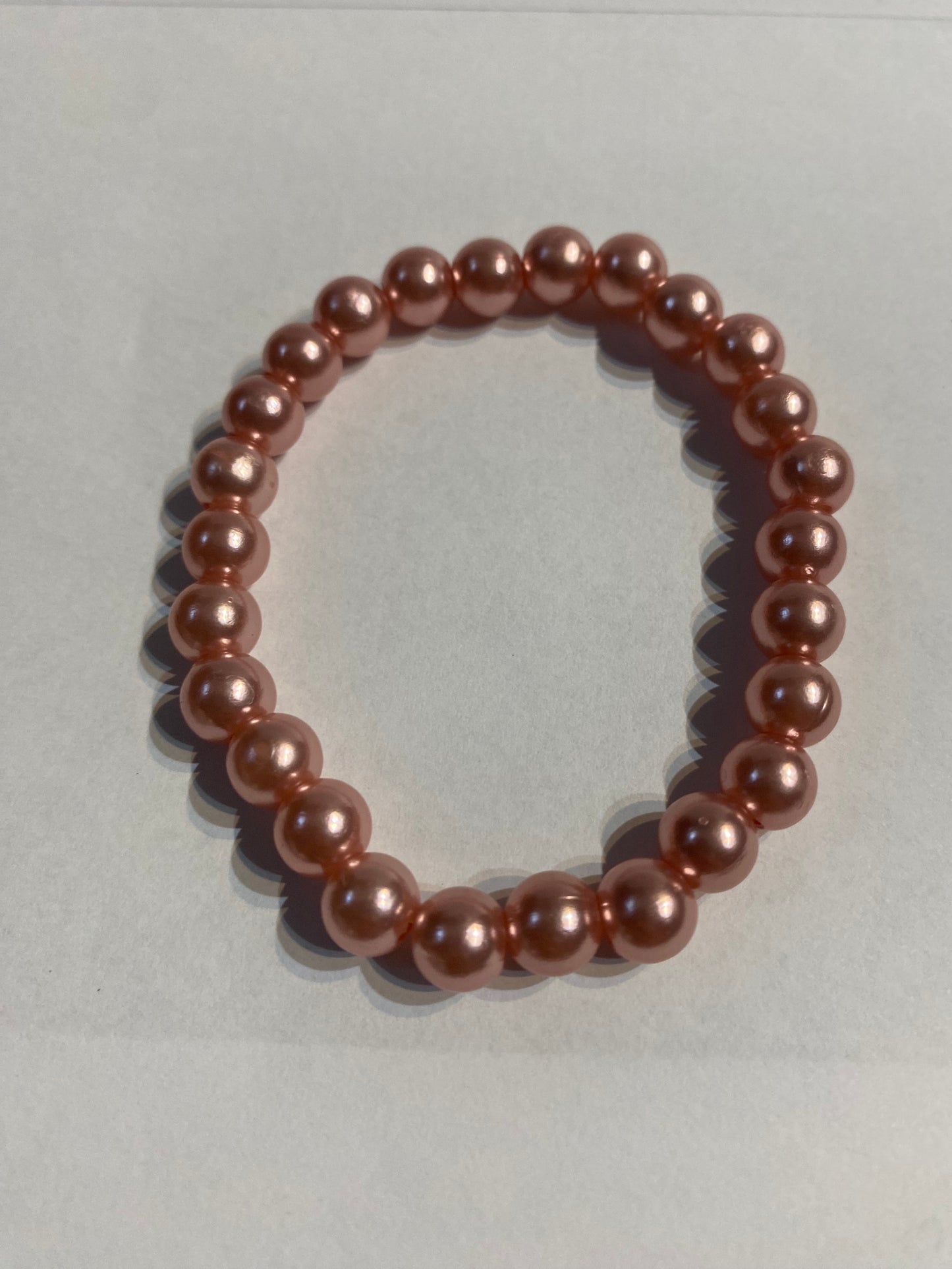 Peach Beaded Bracelet | Peach Beaded Stretch Bracelet | Bracelet