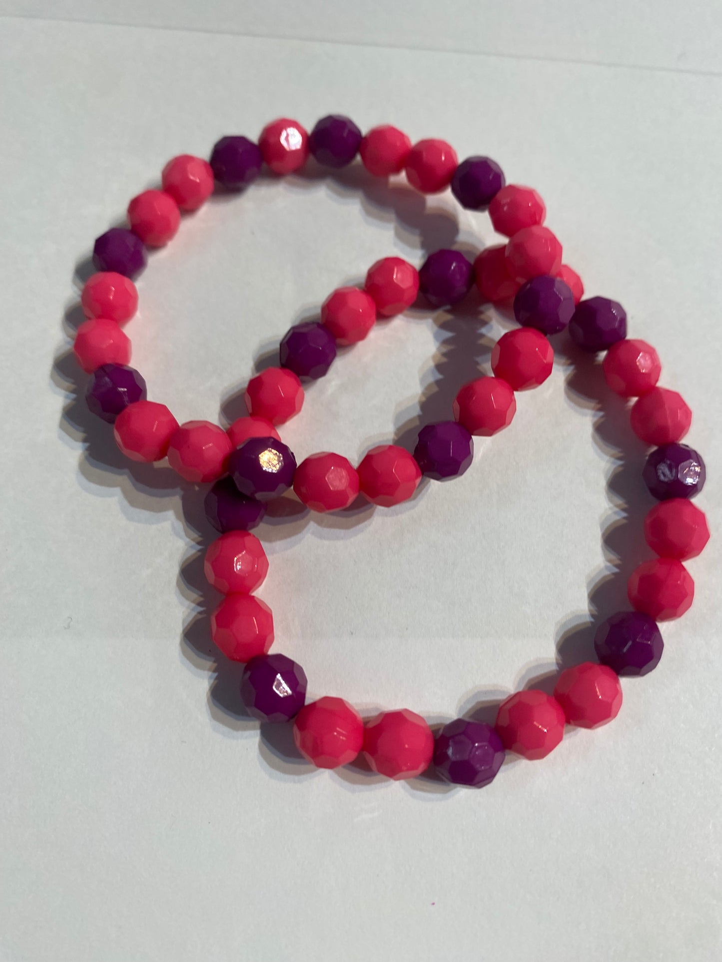 Purple and Pink Bracelet | Purple and Pink Stretch Beaded Bracelet