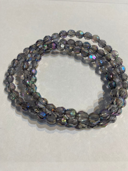 Black Shiny Bracelet | Black Beaded Stretch Bracelet