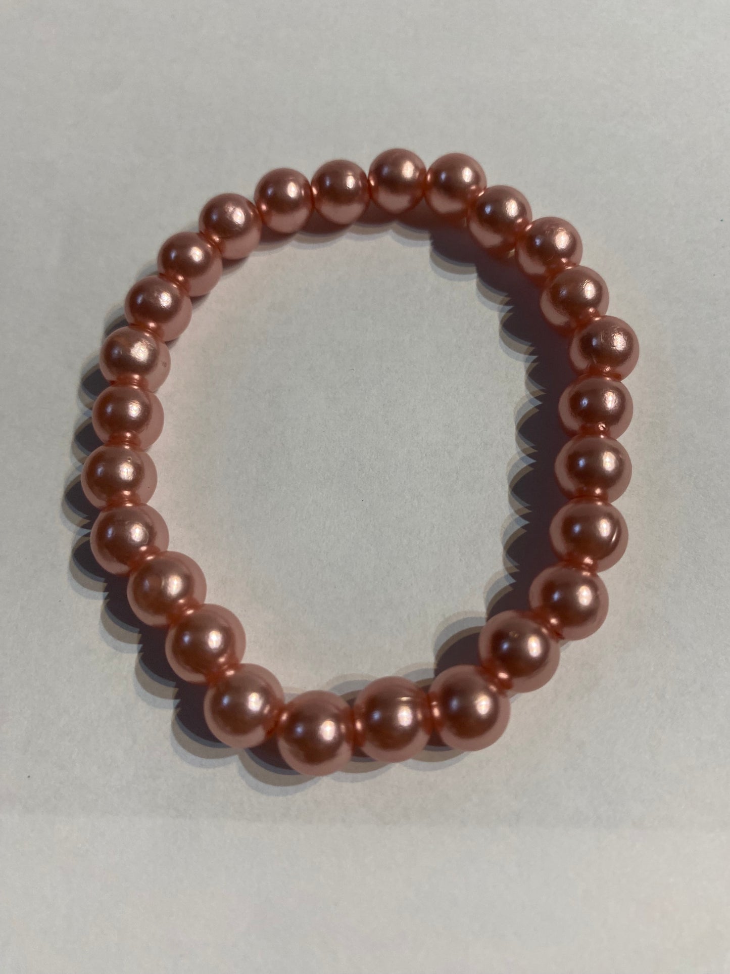 Peach Beaded Bracelet | Peach Beaded Stretch Bracelet | Bracelet