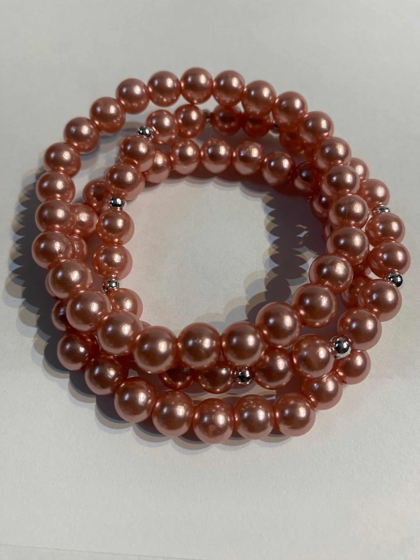 Peach Beaded Bracelet | Peach Beaded Stretch Bracelet | Bracelet