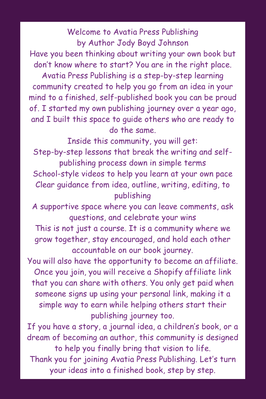 Avatia Press Publishing | Join My Community on Skool | Learning Community