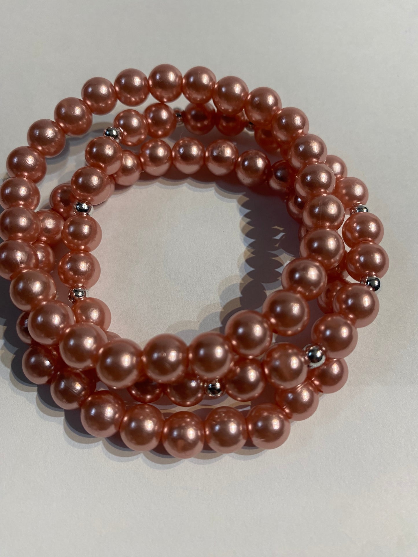 Peach Beaded Bracelet | Peach Beaded Stretch Bracelet | Bracelet