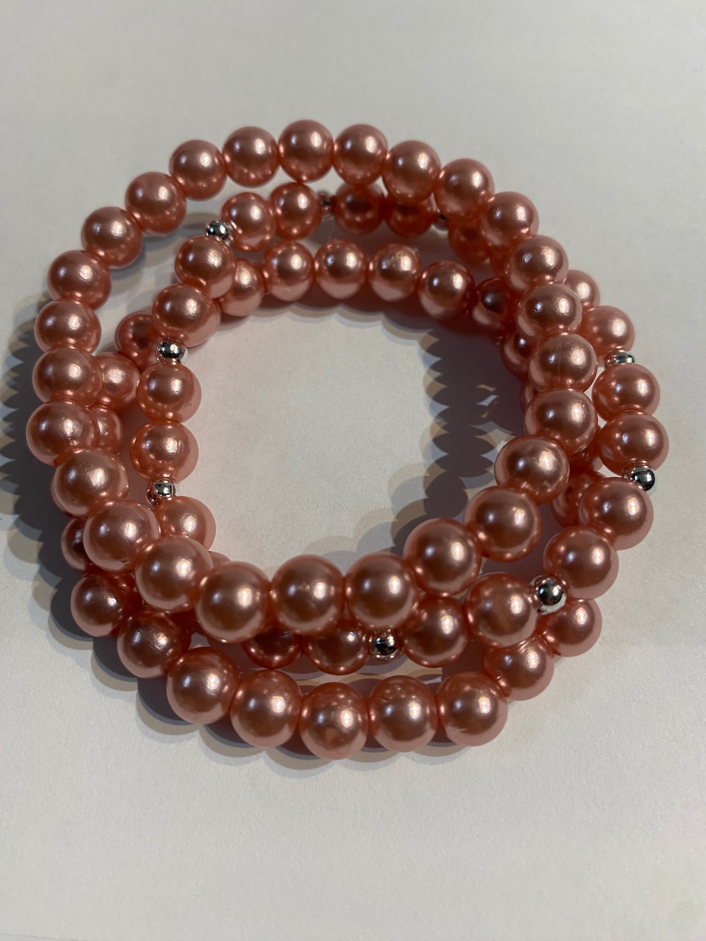 Peach Beaded Bracelet | Peach Beaded Stretch Bracelet | Bracelet