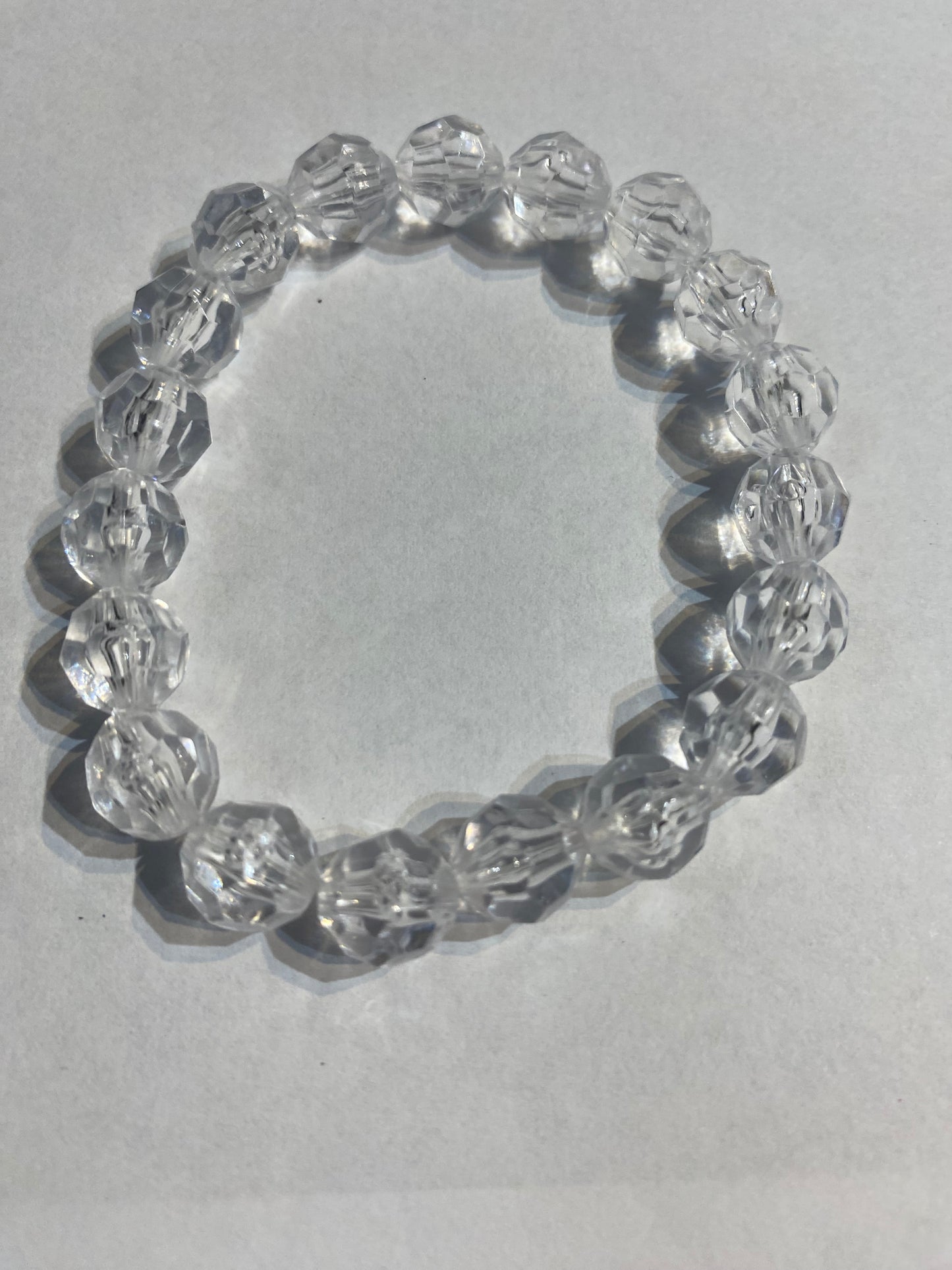White Bracelet | Clear White Stretch Beaded | Bracelet