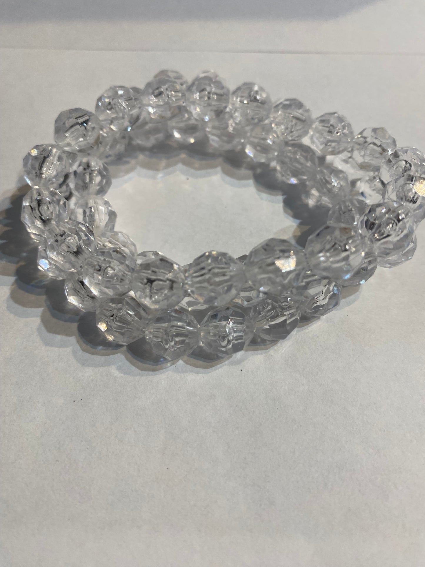 White Bracelet | Clear White Stretch Beaded | Bracelet