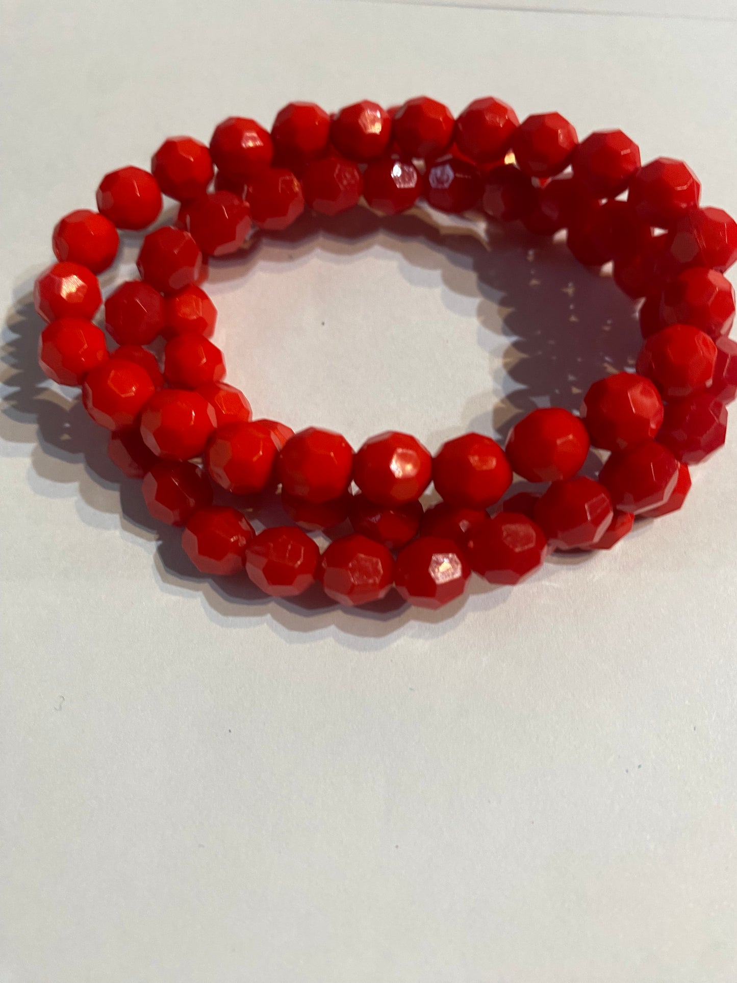 Red Bracelet | Red Stretch Bracelet | Beaded Bracelet