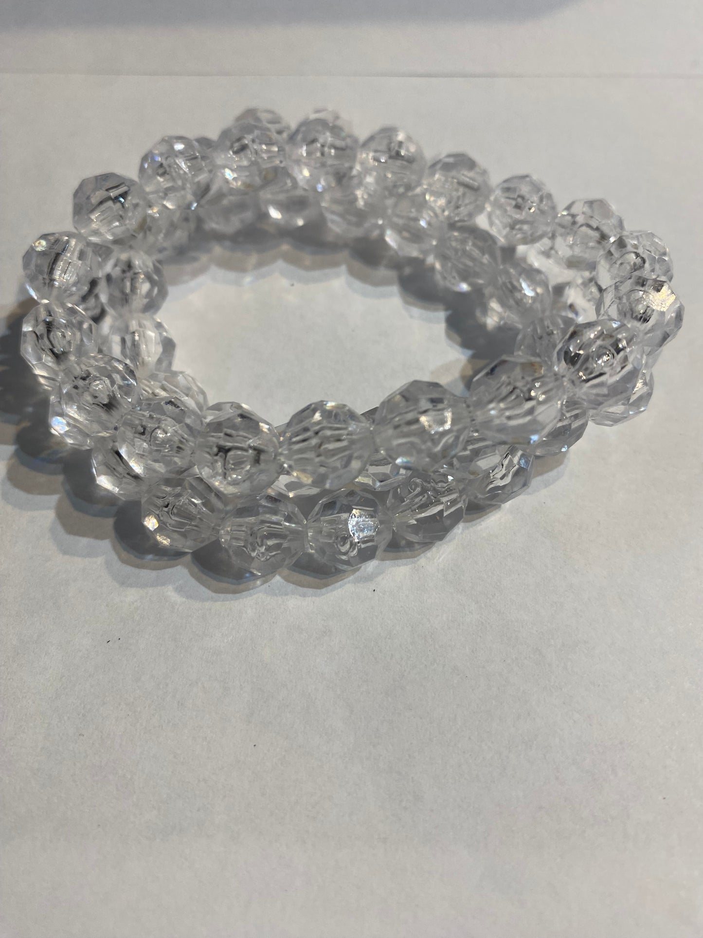 White Bracelet | Clear White Stretch Beaded | Bracelet