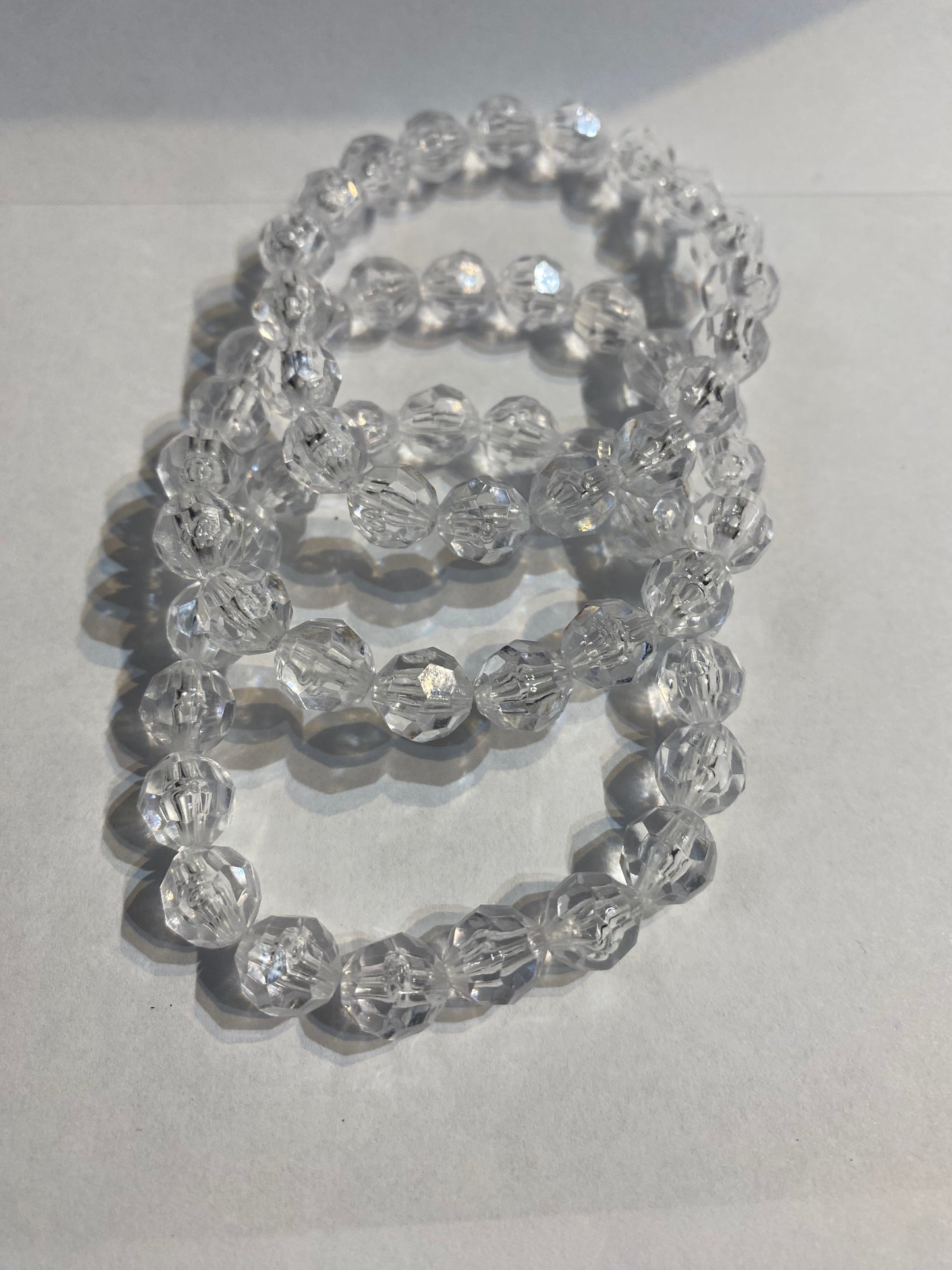 White Bracelet | Clear White Stretch Beaded | Bracelet