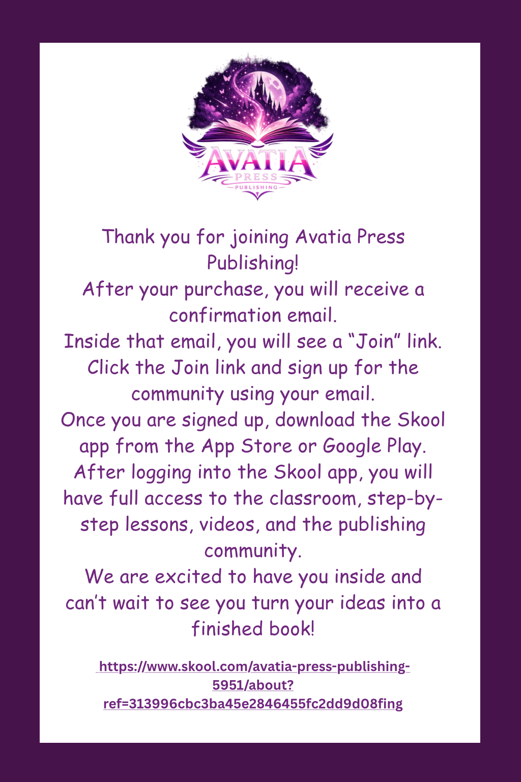 Avatia Press Publishing | Join My Community on Skool | Learning Community
