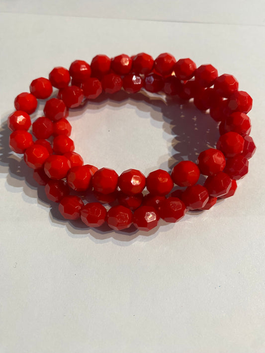 Red Bracelet | Red Stretch Bracelet | Beaded Bracelet