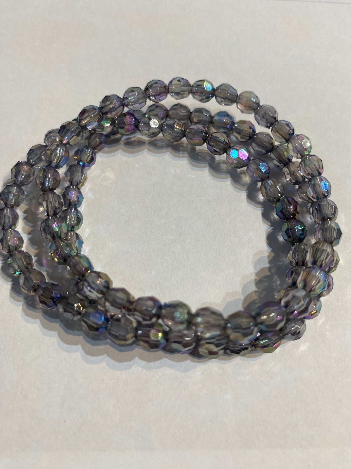 Black Shiny Bracelet | Black Beaded Stretch Bracelet