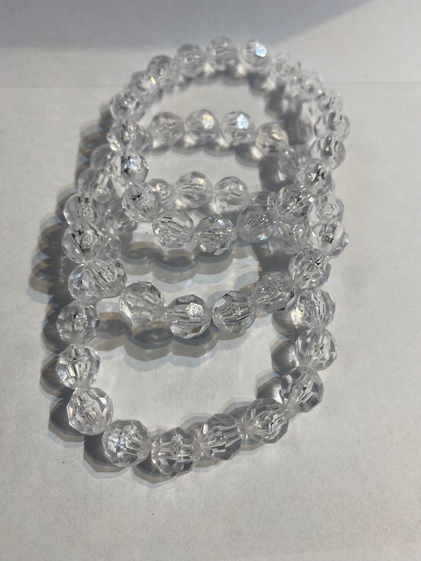 White Bracelet | Clear White Stretch Beaded | Bracelet