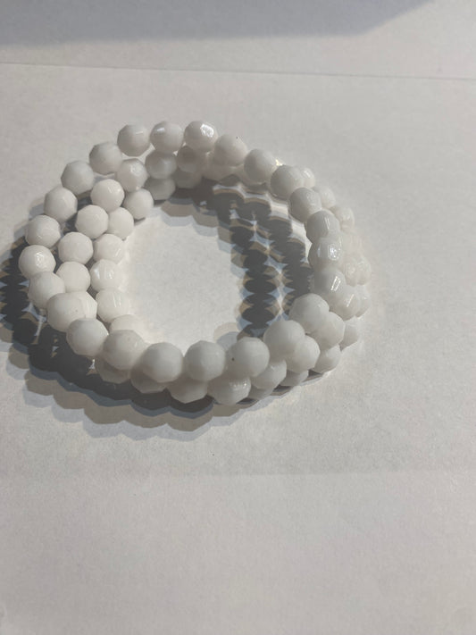White Beaded Bracelet | White Beaded Starch Bracelet |