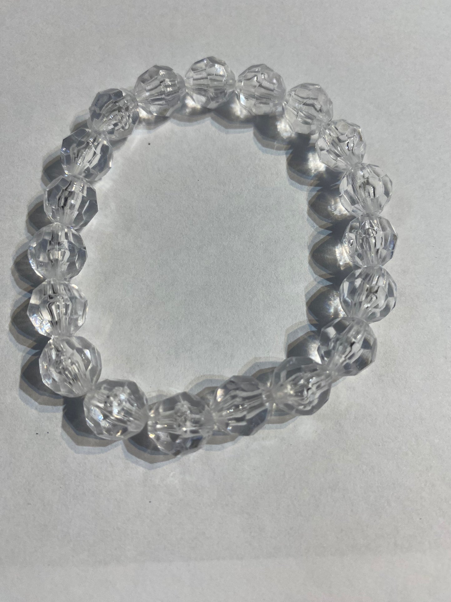 White Bracelet | Clear White Stretch Beaded | Bracelet