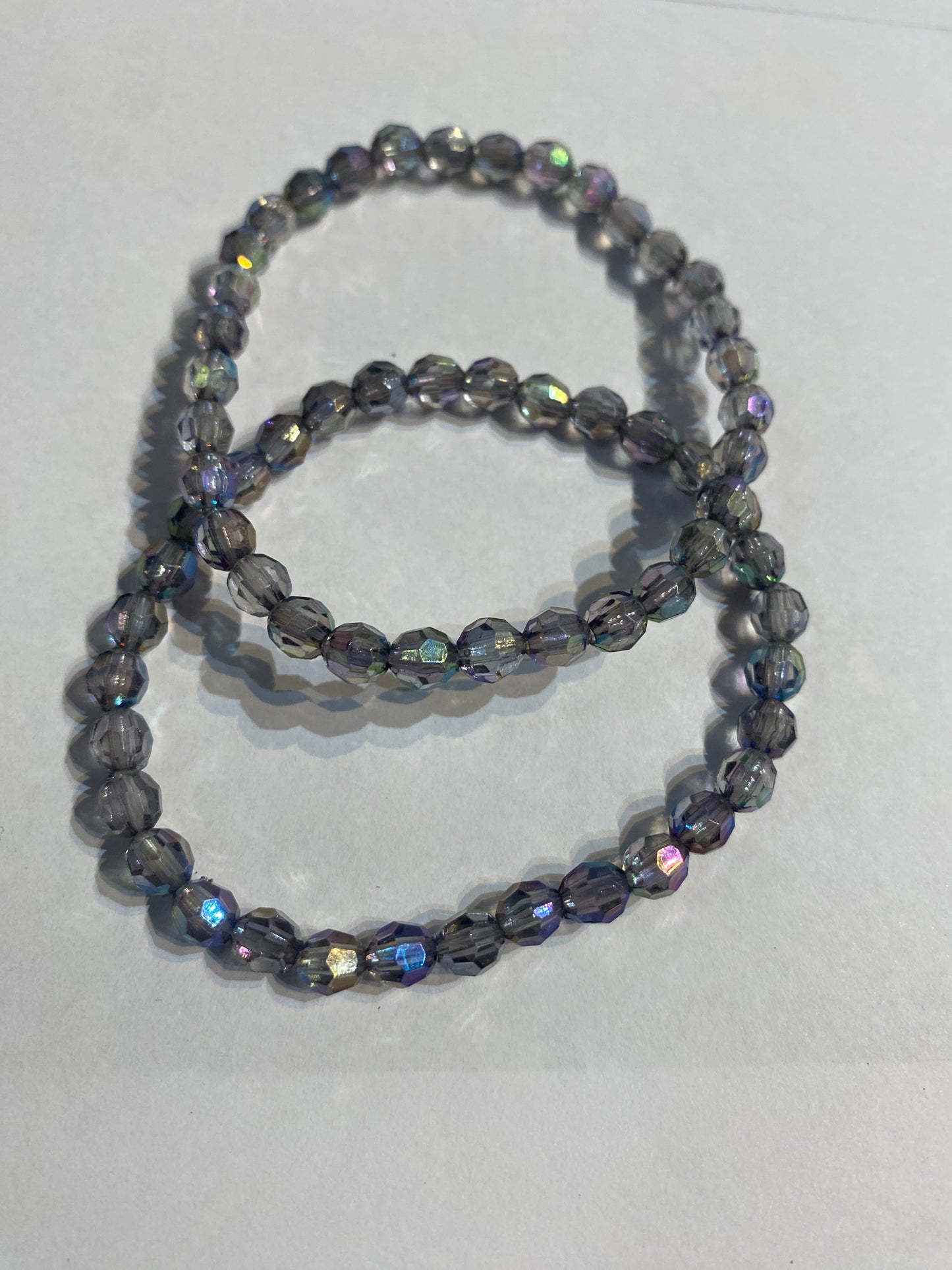 Black Shiny Bracelet | Black Beaded Stretch Bracelet