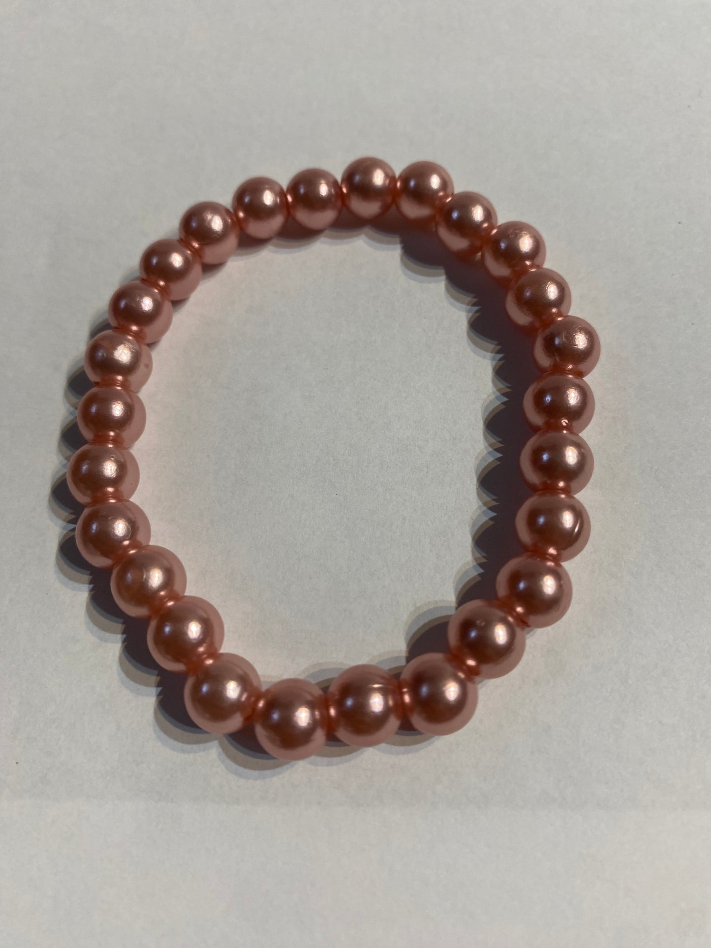 Peach Beaded Bracelet | Peach Beaded Stretch Bracelet | Bracelet