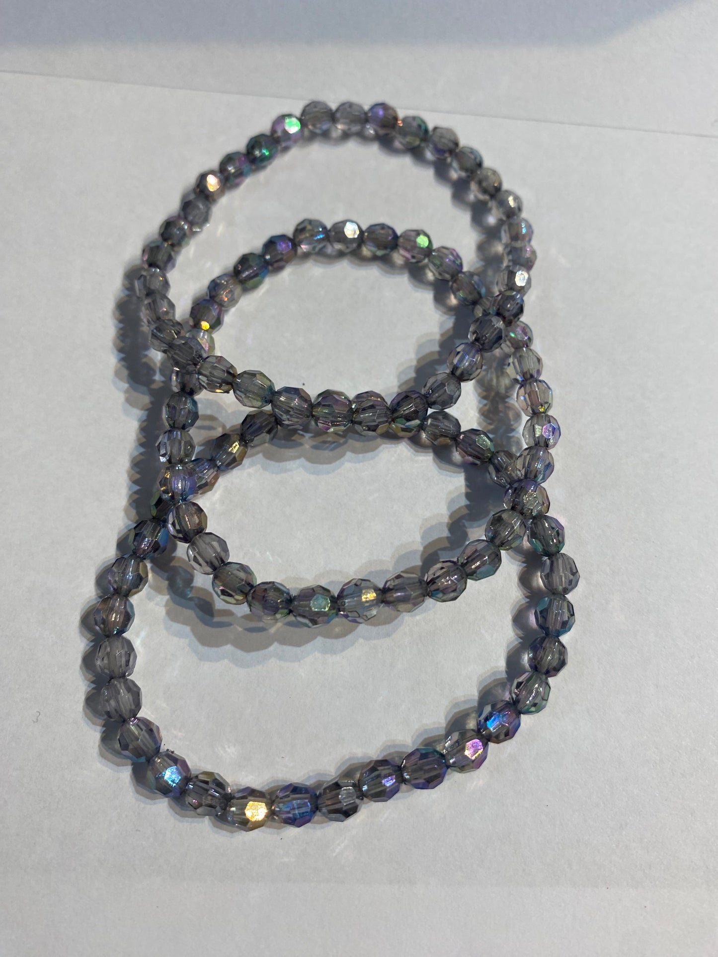 Black Shiny Bracelet | Black Beaded Stretch Bracelet