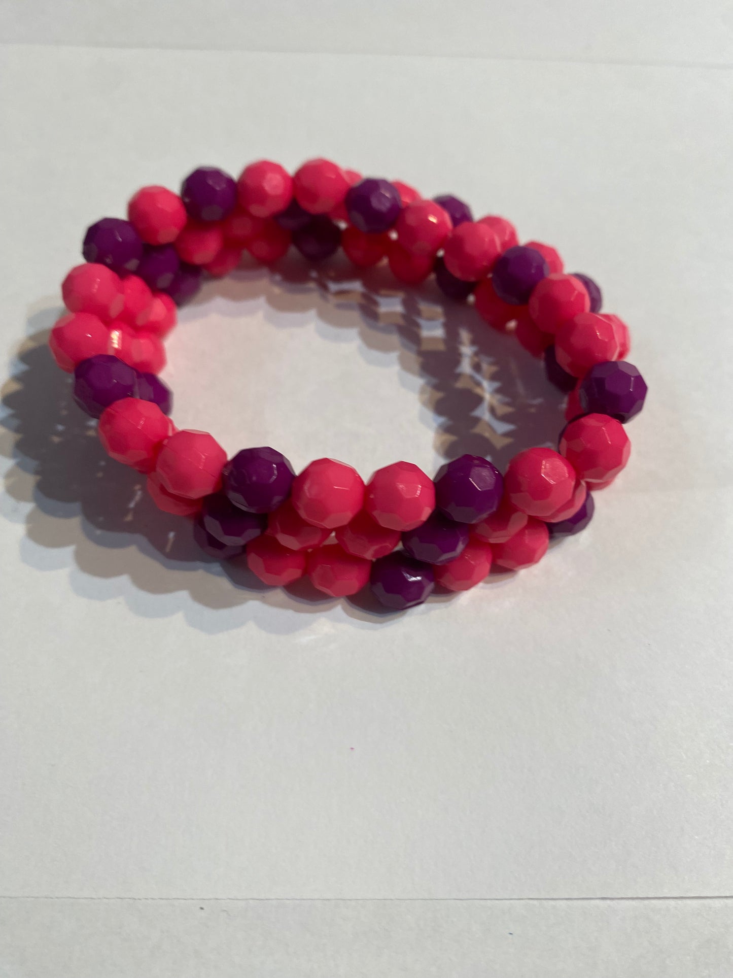 Purple and Pink Bracelet | Purple and Pink Stretch Beaded Bracelet