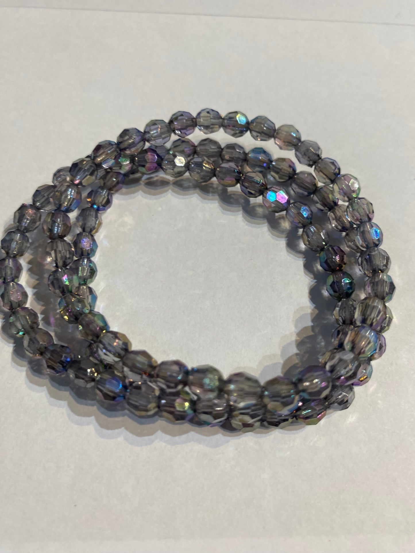 Black Shiny Bracelet | Black Beaded Stretch Bracelet