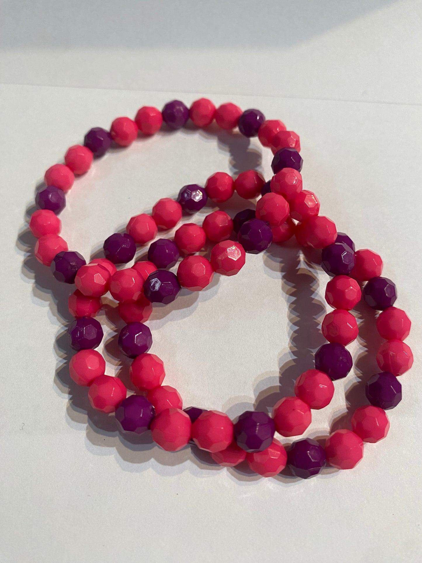 Purple and Pink Bracelet | Purple and Pink Stretch Beaded Bracelet