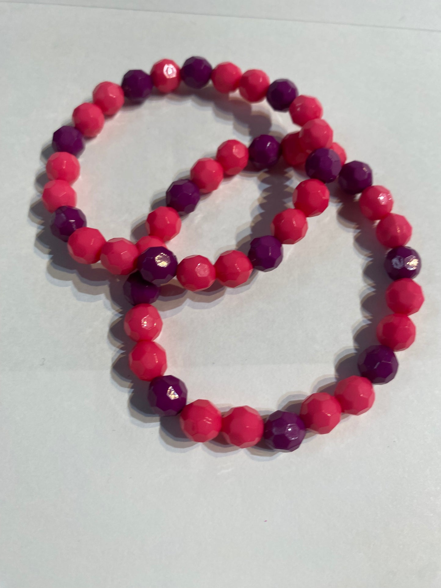Purple and Pink Bracelet | Purple and Pink Stretch Beaded Bracelet