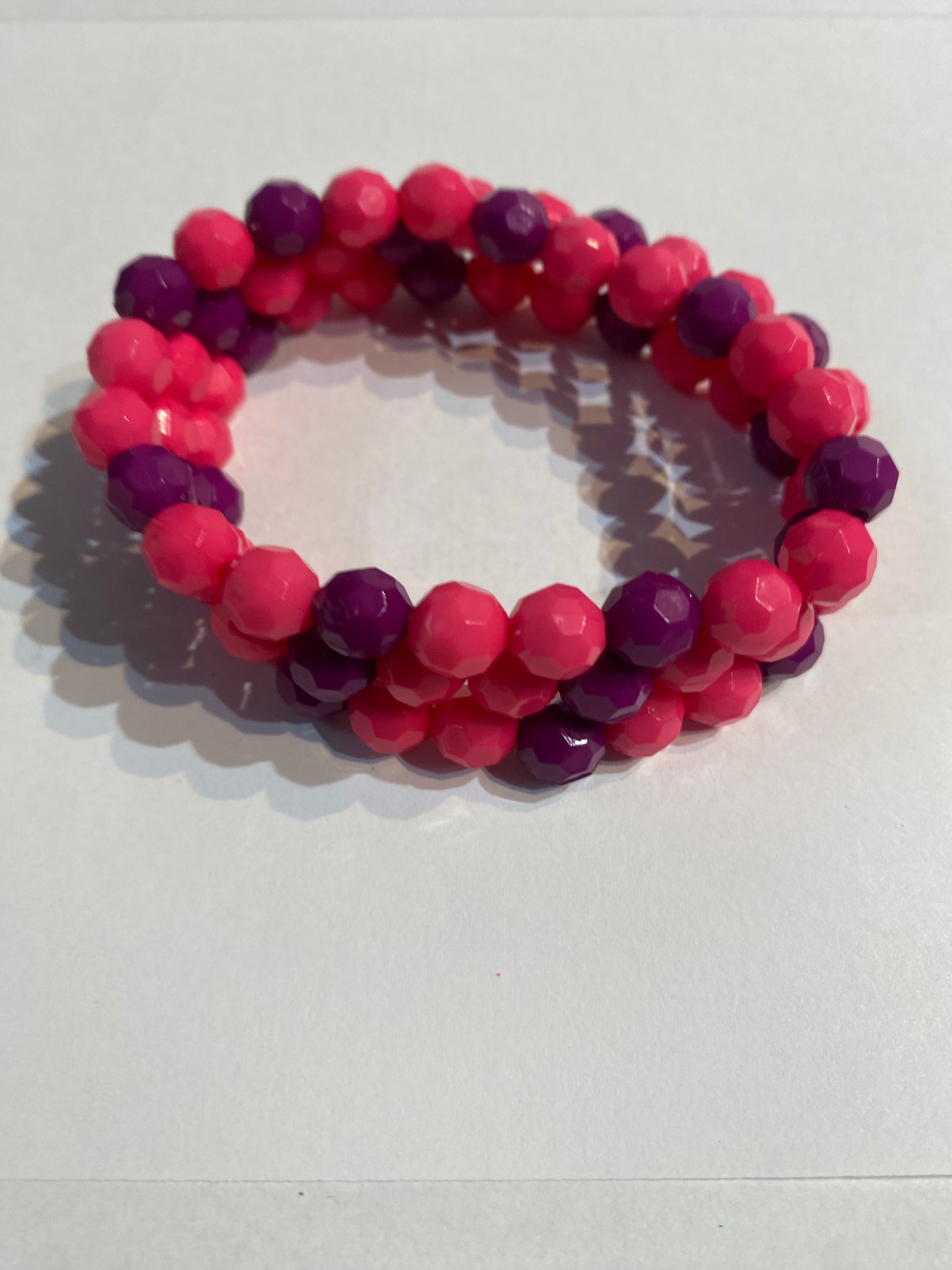 Purple and Pink Bracelet | Purple and Pink Stretch Beaded Bracelet
