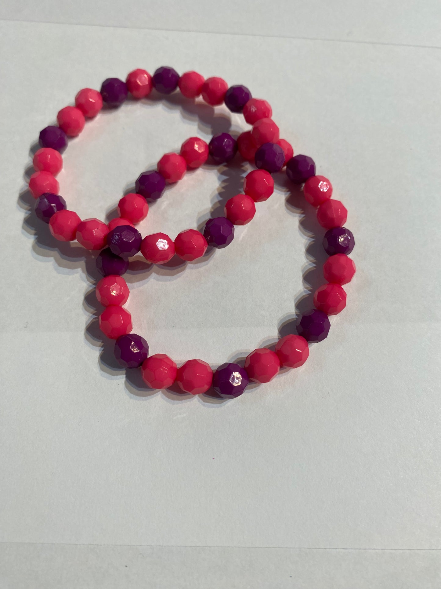 Purple and Pink Bracelet | Purple and Pink Stretch Beaded Bracelet