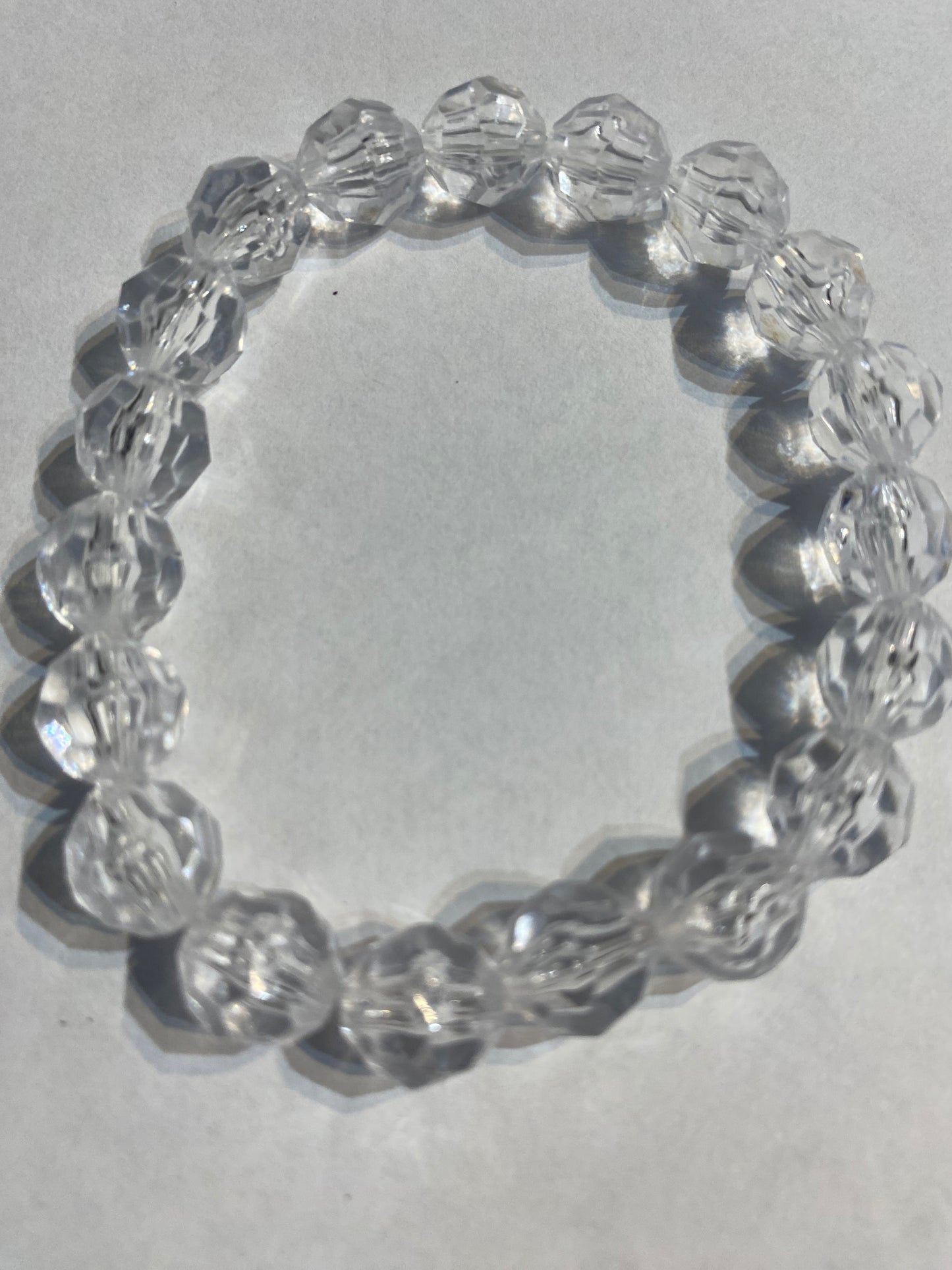 White Bracelet | Clear White Stretch Beaded | Bracelet