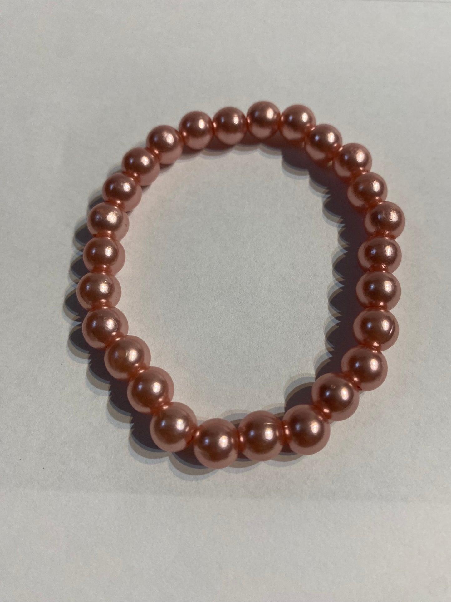 Peach Beaded Bracelet | Peach Beaded Stretch Bracelet | Bracelet