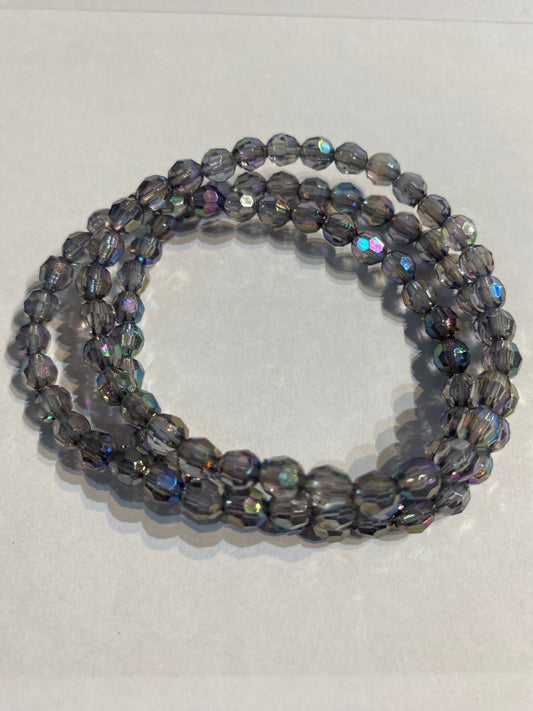 Black Shiny Bracelet | Black Beaded Stretch Bracelet