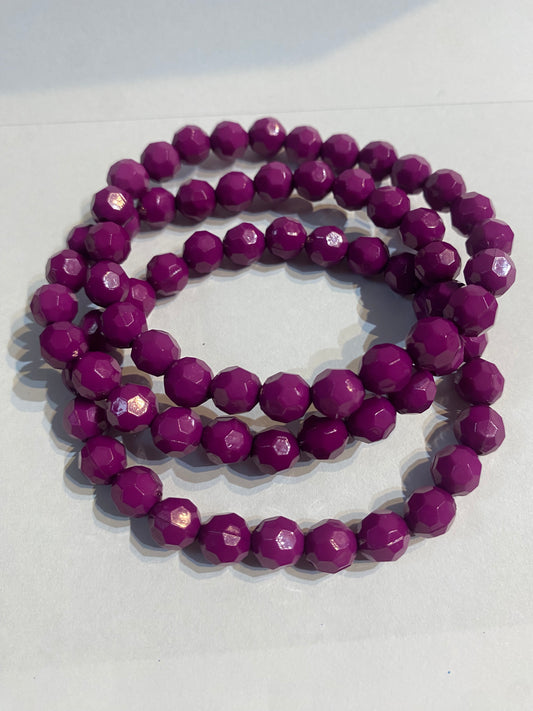 Purple Beaded Bracelet | Beaded Stretch Bracelet |