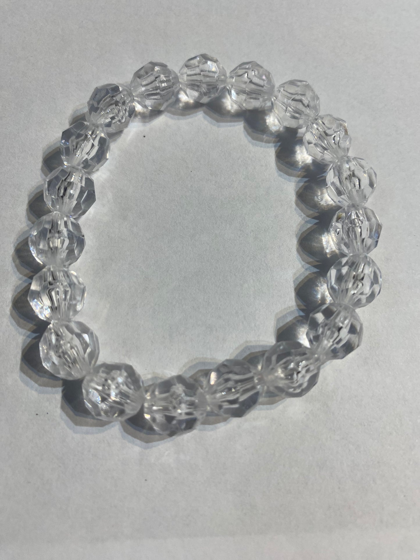 White Bracelet | Clear White Stretch Beaded | Bracelet