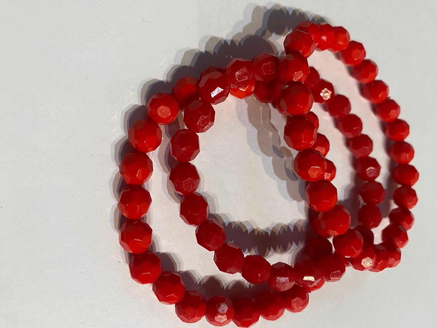 Red Bracelet | Red Stretch Bracelet | Beaded Bracelet