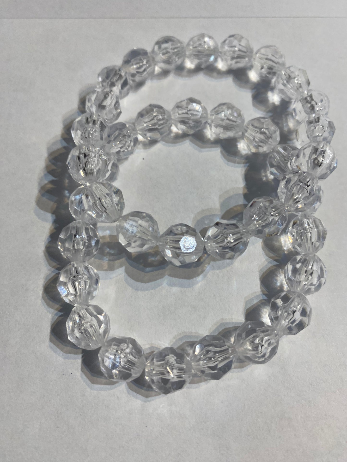 White Bracelet | Clear White Stretch Beaded | Bracelet