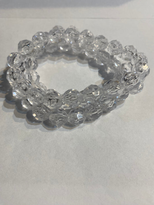 White Bracelet | Clear White Stretch Beaded | Bracelet