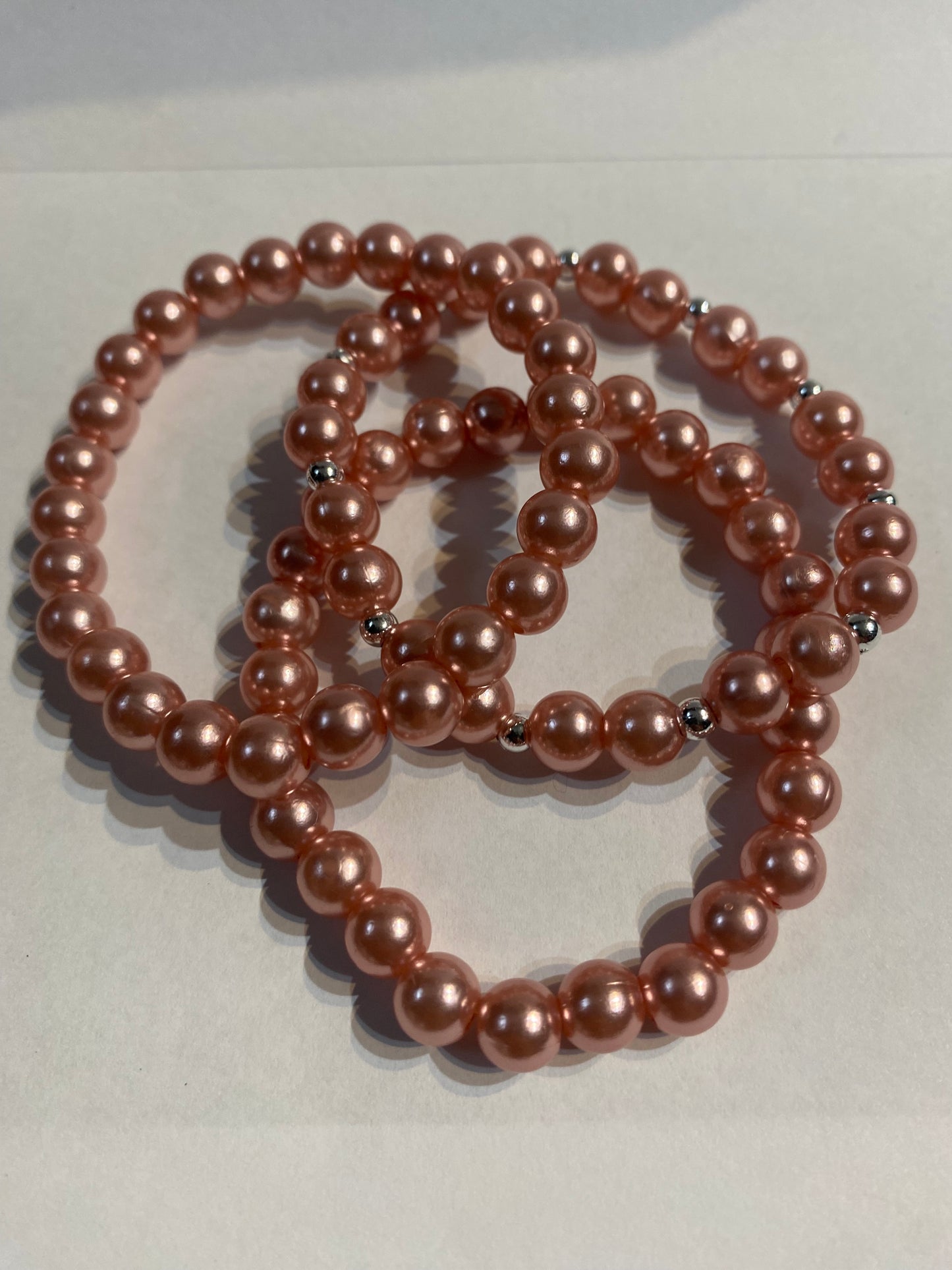 Peach Beaded Bracelet | Peach Beaded Stretch Bracelet | Bracelet