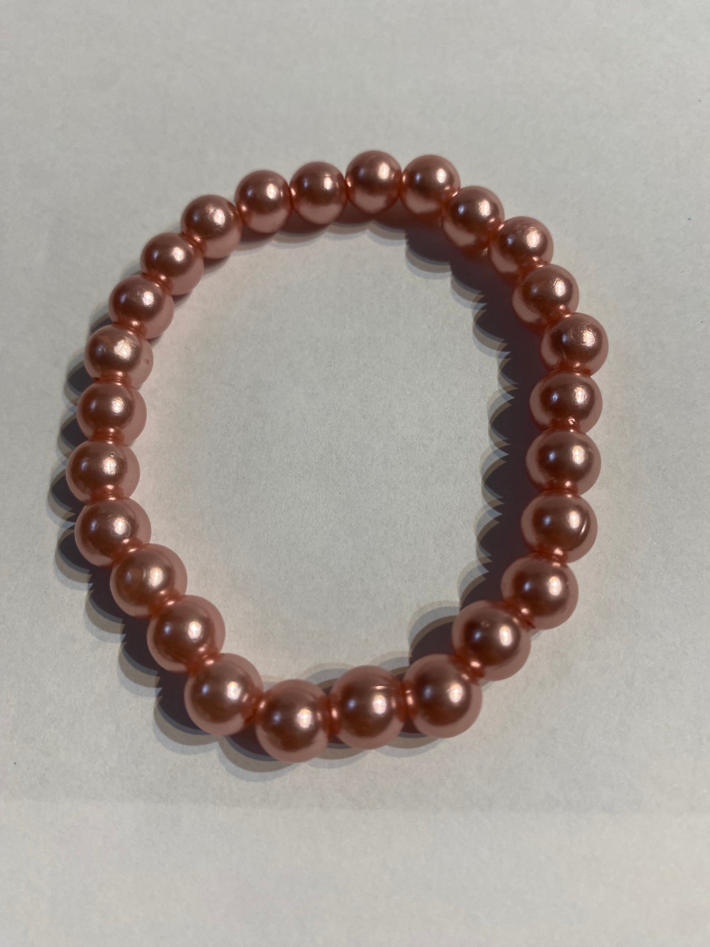Peach Beaded Bracelet | Peach Beaded Stretch Bracelet | Bracelet