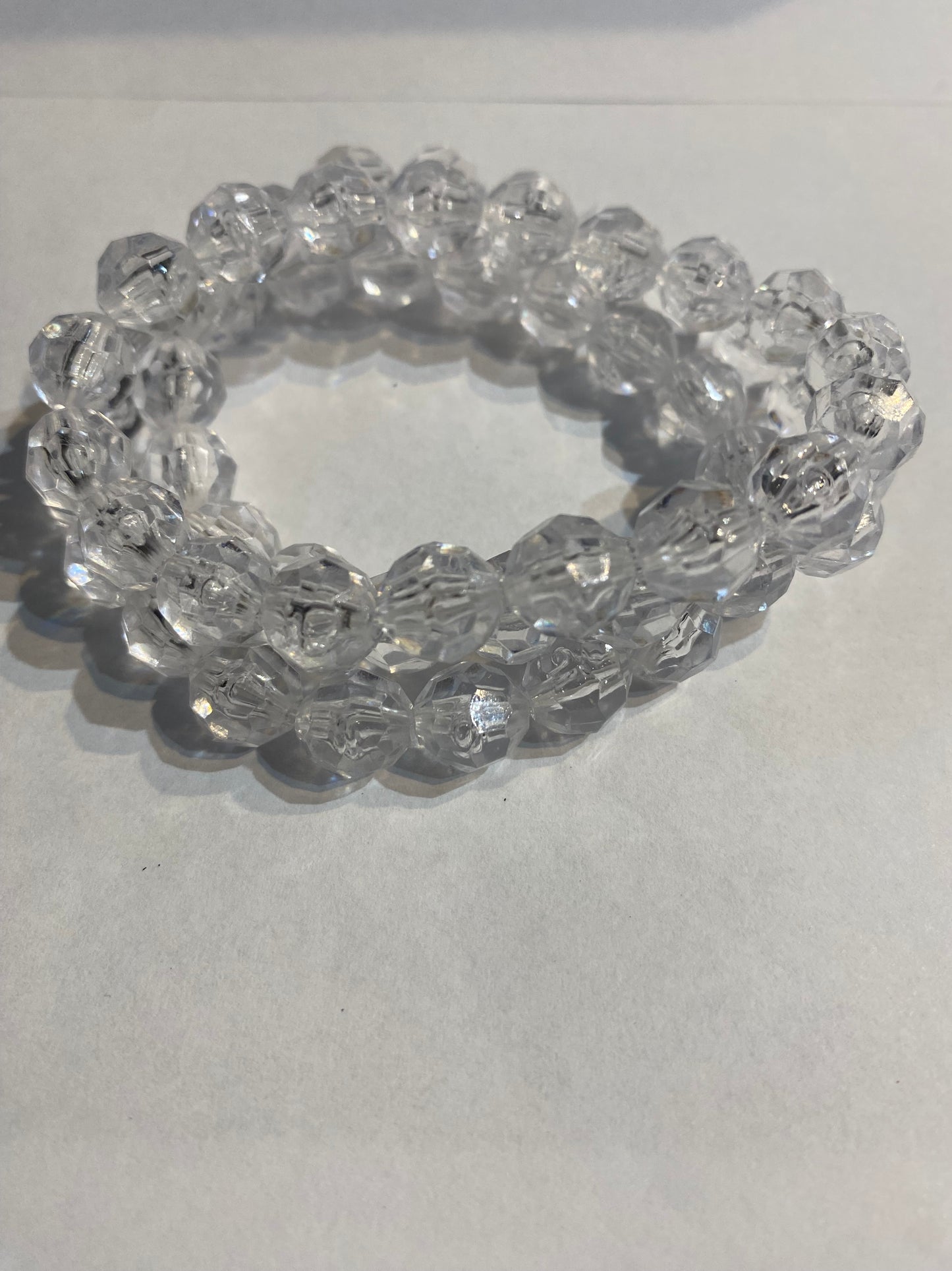 White Bracelet | Clear White Stretch Beaded | Bracelet