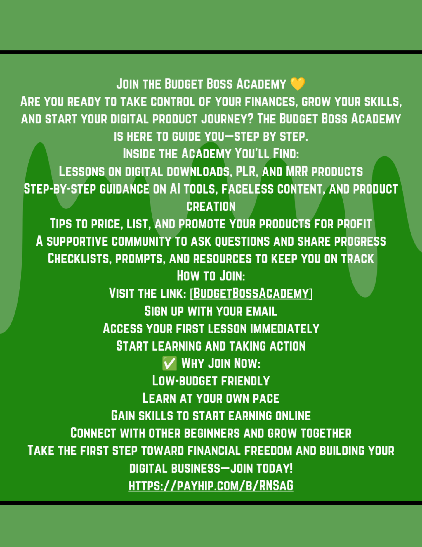 Budget Boss Academy | Skool Community | Link to Join | Use a Good Email to get your Download |